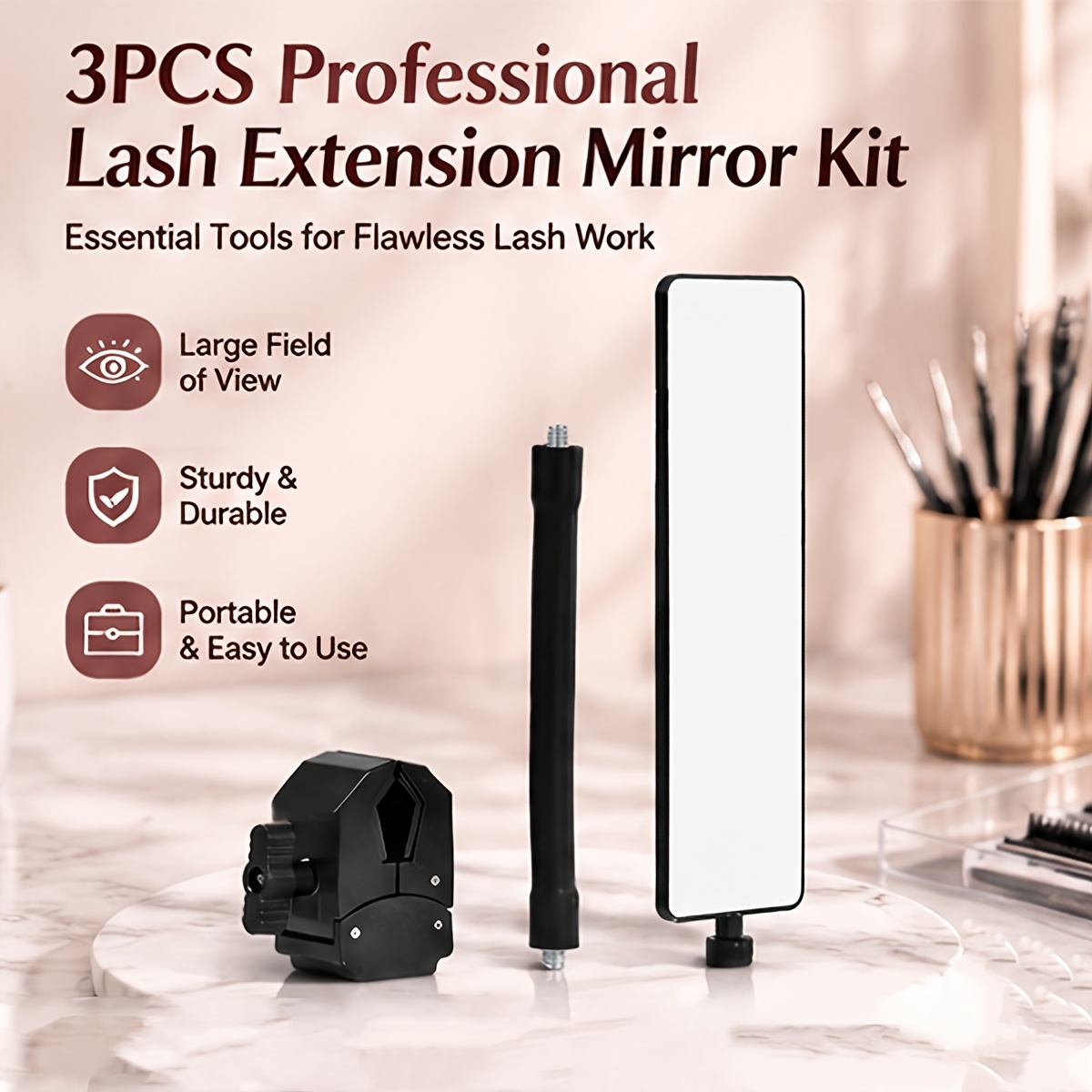 Individual Lash Tray - مجموعة من 3 مرايا احترافية لتمديد
