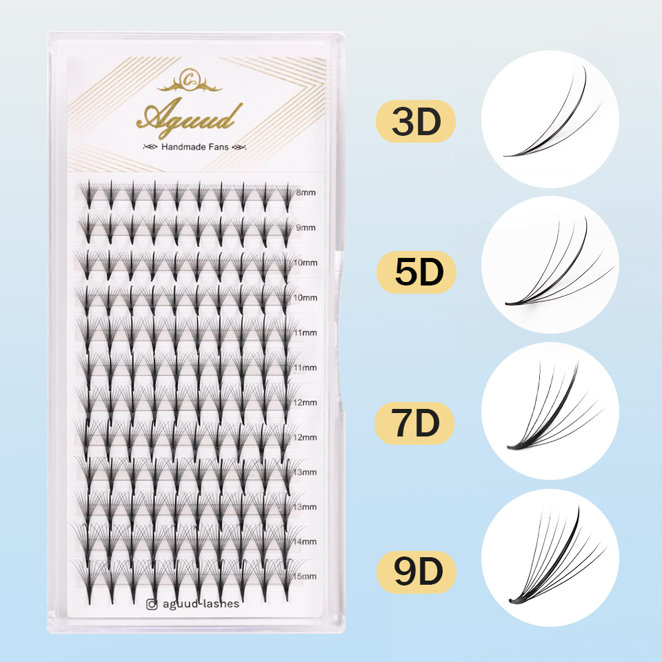 AGUUD 3D 5D 7D 9D Wispy المشجع - مراجعة Eyelash Extension Hybrid وسعره